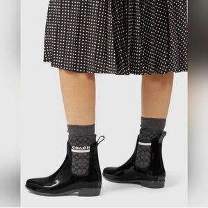 Coach Women's Rivington Logo Knit Lining Rain Boots
